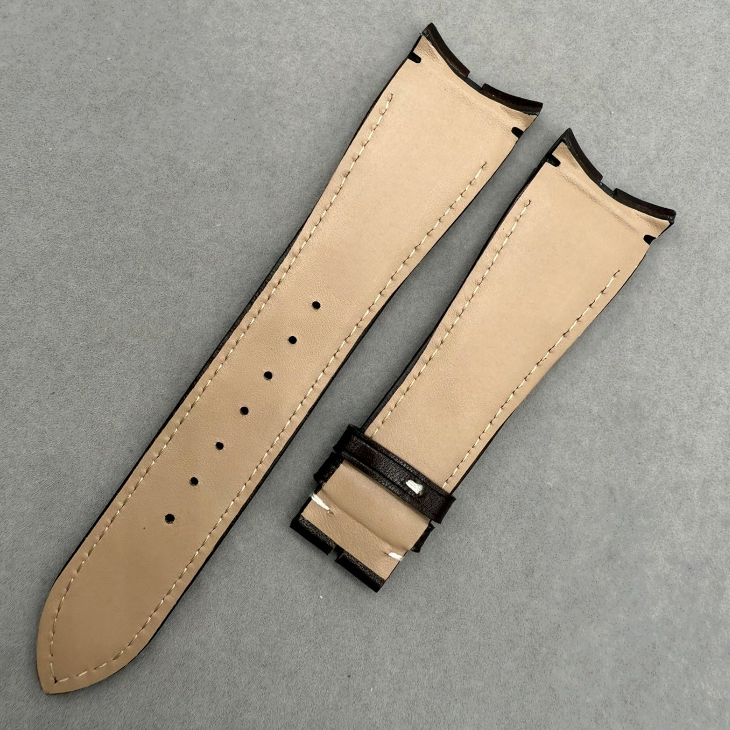 Handcrafted Custom Cowhide Watch Strap for Roger Dubuis Excalibur Series DBEX1136 - Deep Brown, Plain Texture