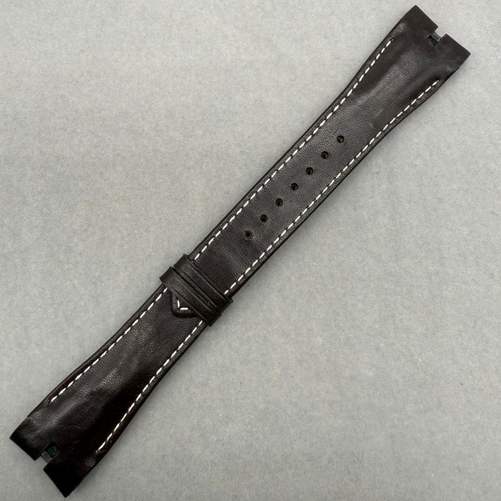 Handcrafted Custom Cowhide Watch Strap for Roger Dubuis Excalibur Series DBEX1136 - Deep Brown, Plain Texture