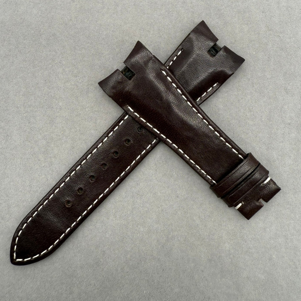 Handcrafted Custom Cowhide Watch Strap for Roger Dubuis Excalibur Series DBEX1136 - Deep Brown, Plain Texture