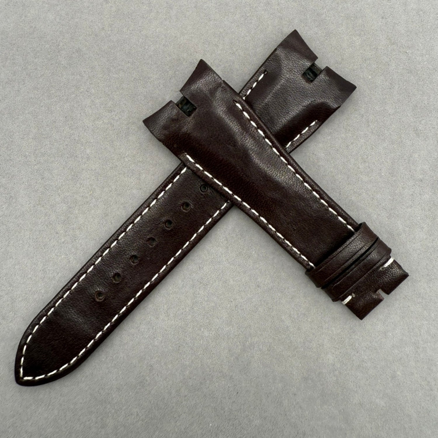 Handcrafted Custom Cowhide Watch Strap for Roger Dubuis Excalibur Series DBEX1136 - Deep Brown, Plain Texture