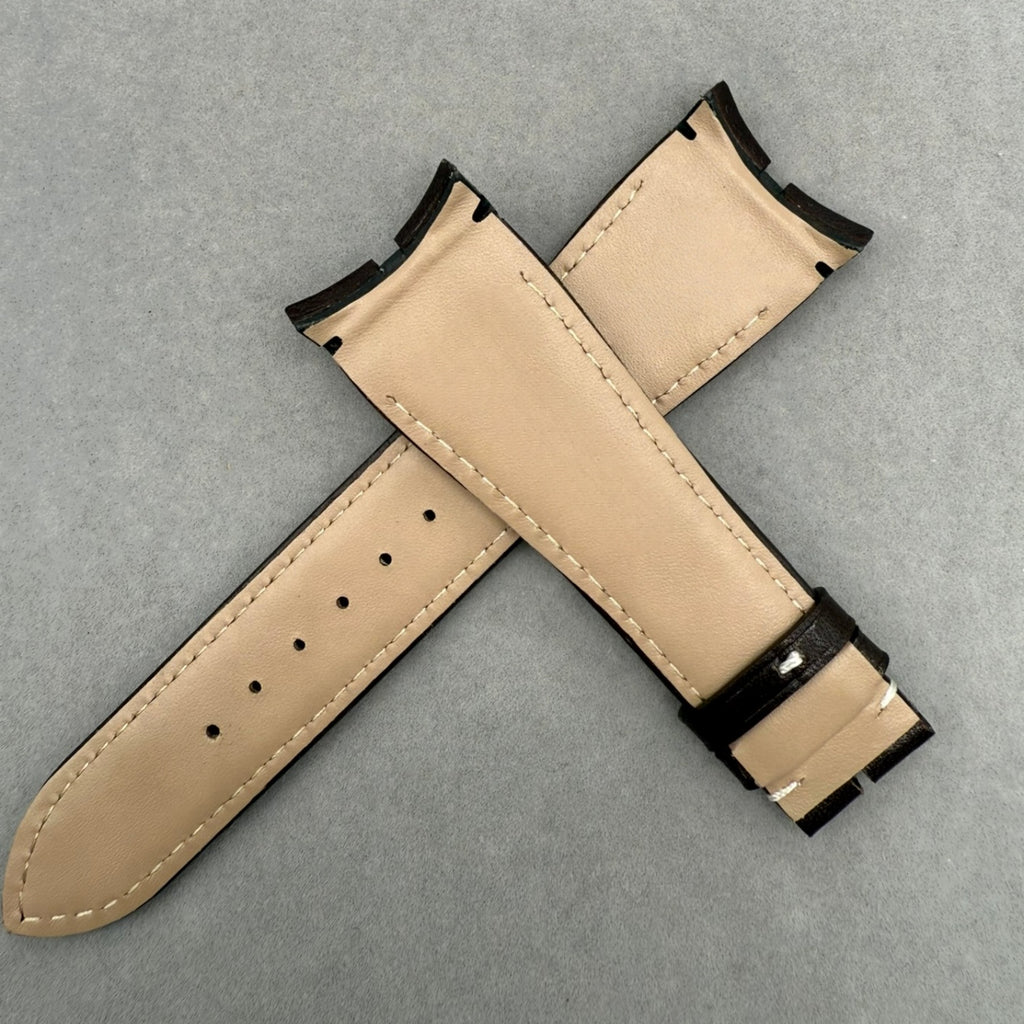 Handcrafted Custom Cowhide Watch Strap for Roger Dubuis Excalibur Series DBEX1136 - Deep Brown, Plain Texture