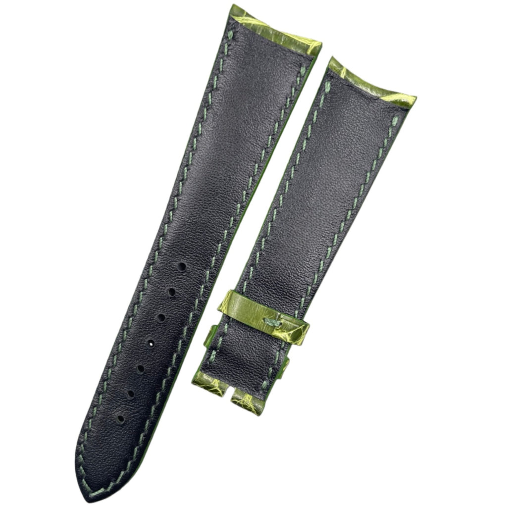 Custom Handcrafted OLIVE GREEN & BLACK ALLIGATOR Leather Strap for Audemars Piguet CODE 11.59        适用爱彼皇家橡树26420/15720橄榄绿尼龙纹理氟橡胶手工定制表带的价格 爱彼CODE11059橄榄绿黑色鳄鱼皮手工定制手表表带的材质有哪些特点？ 有没有其他颜色的爱彼CODE11059手工定制手表表带？