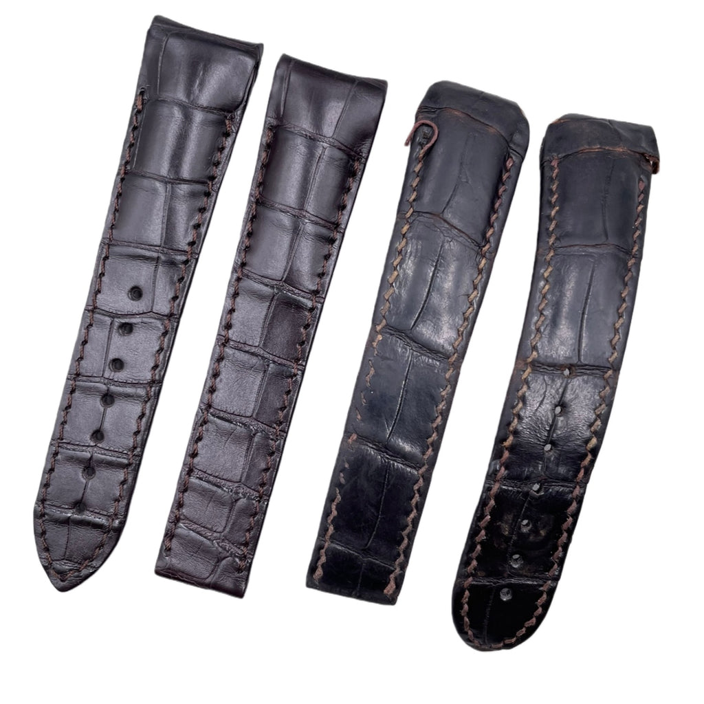 Custom Handmade Brown & Deep Green Alligator Leather Watch Strap for OMEGA Seamaster 300 & Seamaster 150