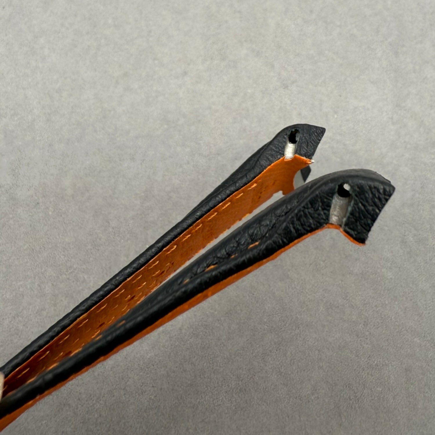 Black Cowhide Foldable Clasp Watch Strap for Omega Seamaster 600 215.30.44.21 - Quarter Orange