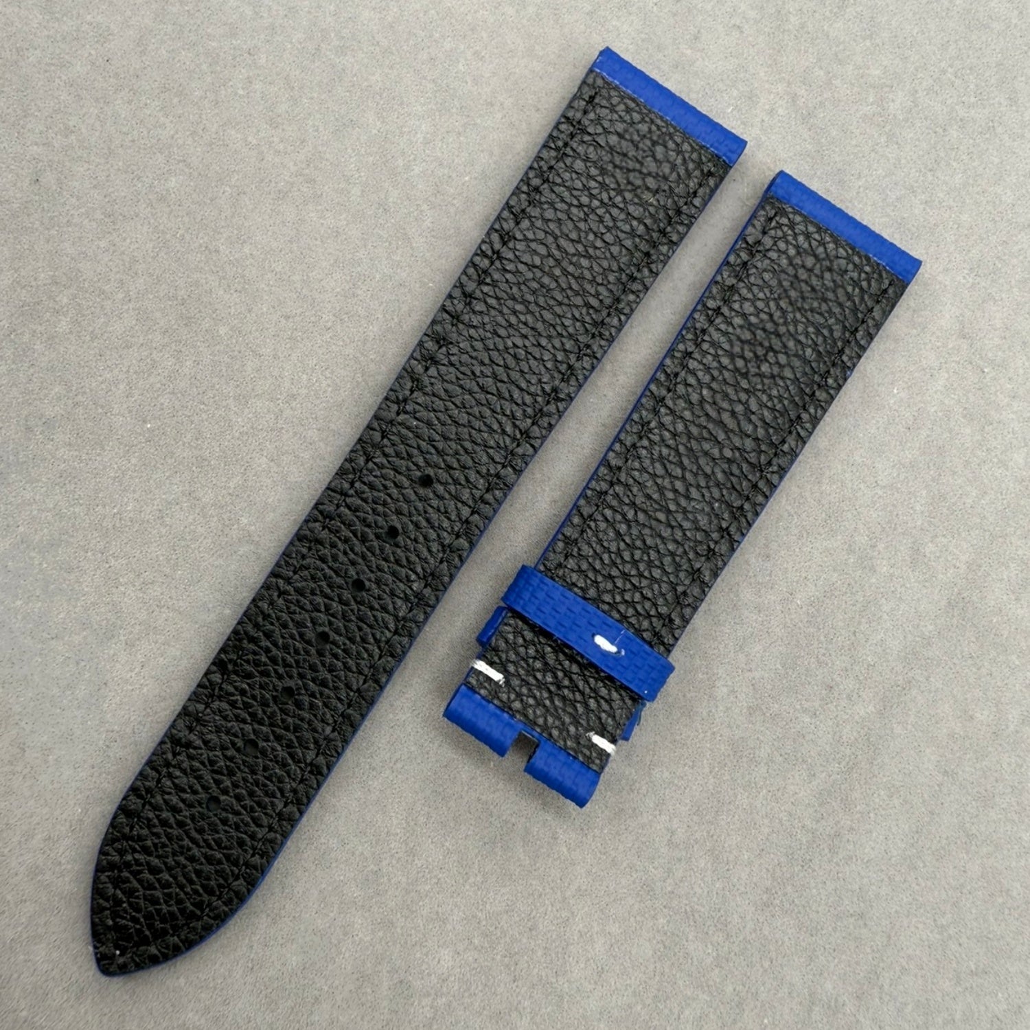 Handcrafted Custom Nylon Texture Fluororubber Watch Strap for Omega Speedmaster Series - Indigo, White Perforations