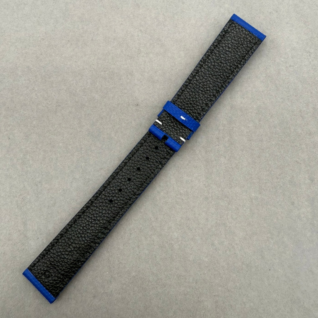 Handcrafted Custom Nylon Texture Fluororubber Watch Strap for Omega Speedmaster Series - Indigo, White Perforations