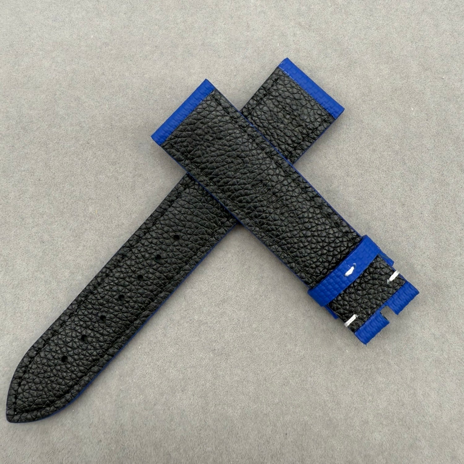 Handcrafted Custom Nylon Texture Fluororubber Watch Strap for Omega Speedmaster Series - Indigo, White Perforations