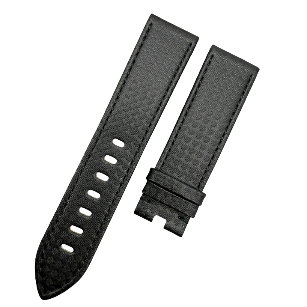 Handcrafted Black Carbon Fiber & Genuine Leather Watch Strap for Montblanc TimeWalker Series
