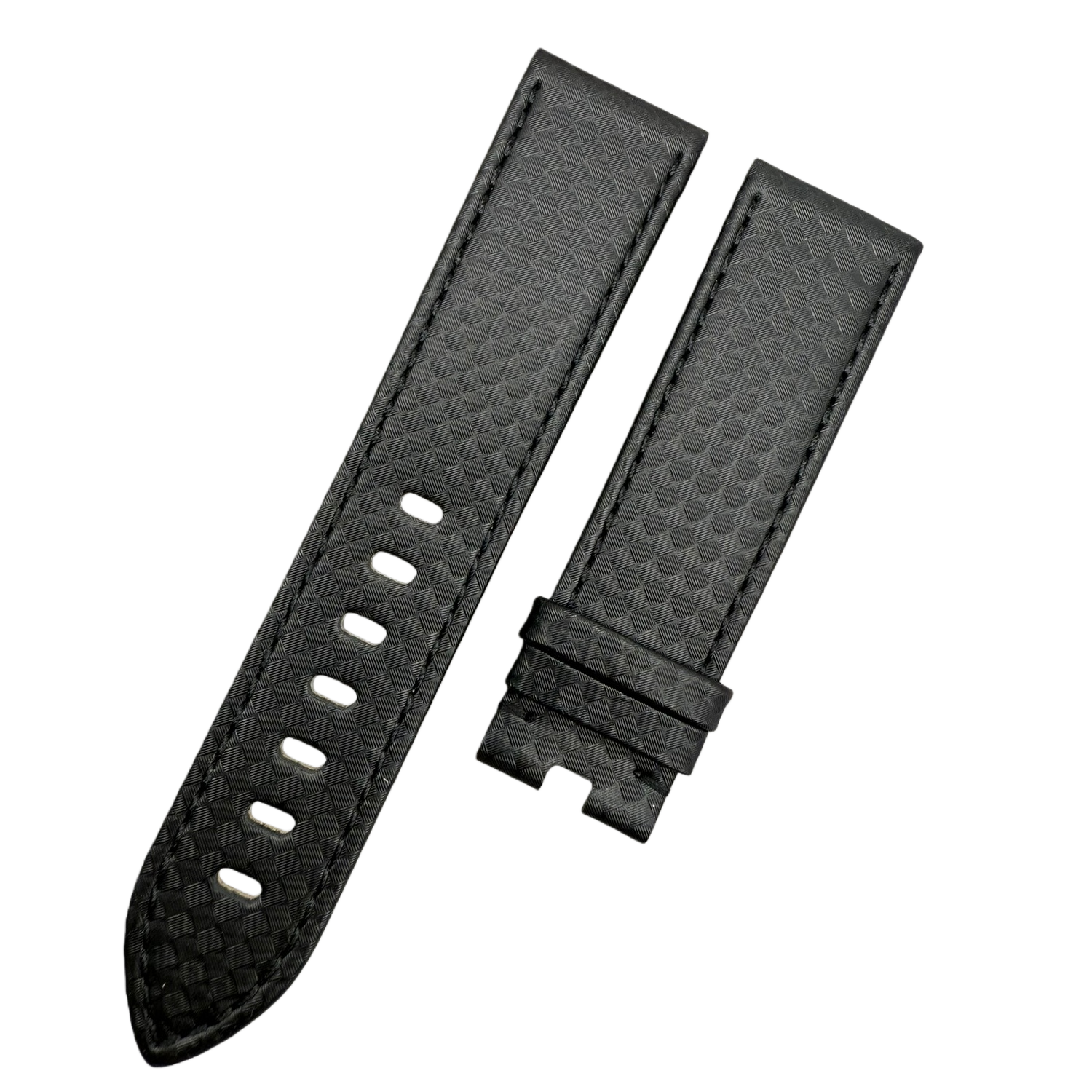 Handcrafted Black Carbon Fiber & Genuine Leather Watch Strap for Montblanc TimeWalker Series