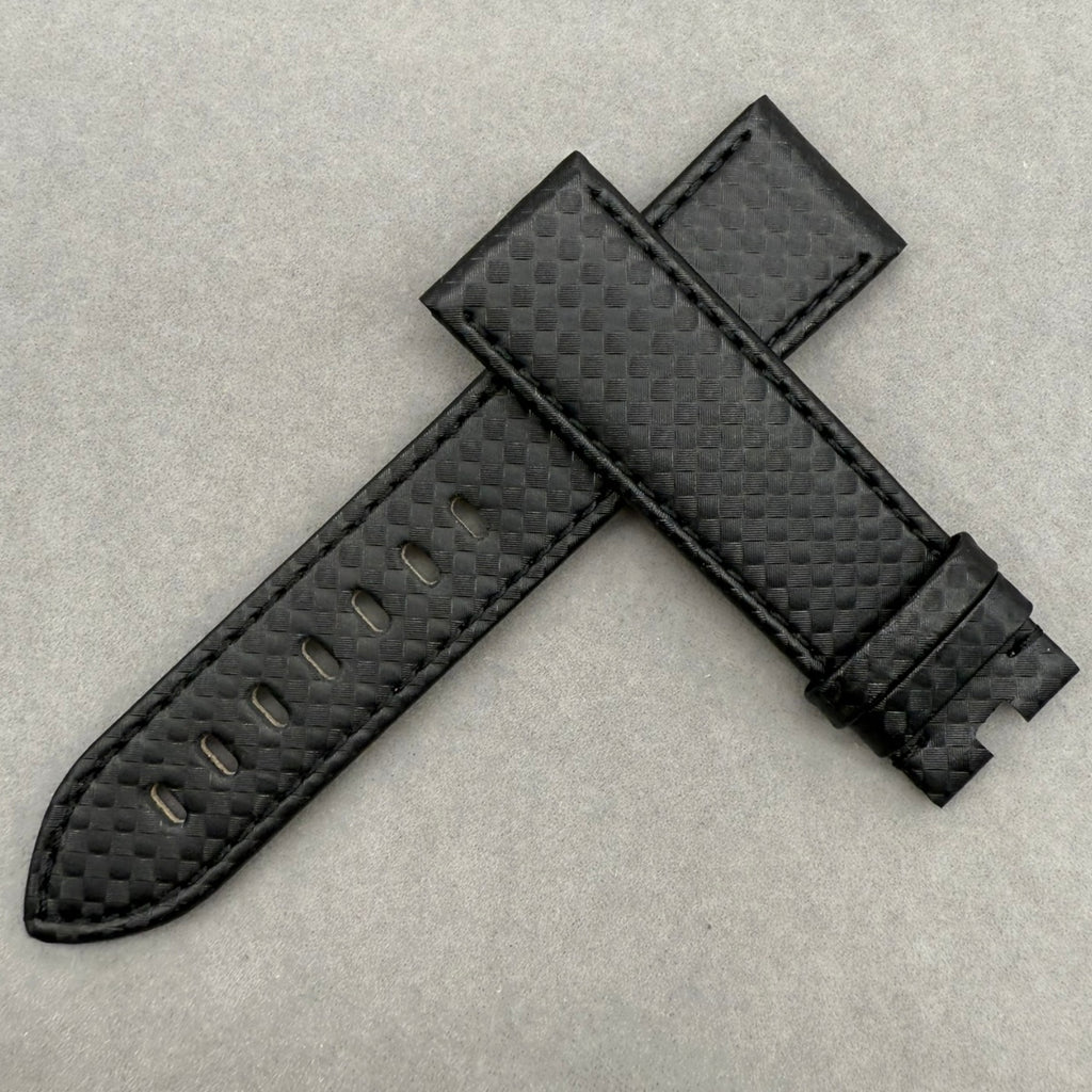Handcrafted Black Carbon Fiber & Genuine Leather Watch Strap for Montblanc TimeWalker Series