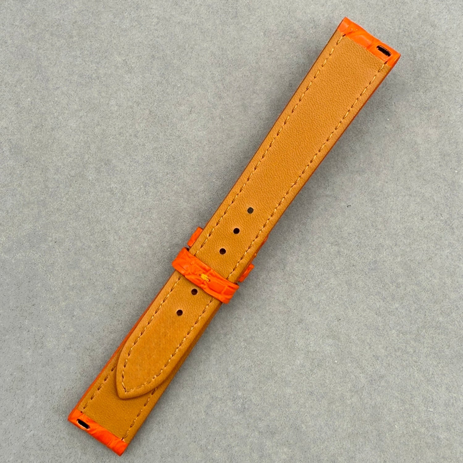 Compatible Orange Crocodile Leather Watch Strap with Circular Grain, Handcrafted for Chopard Happy Diamonds