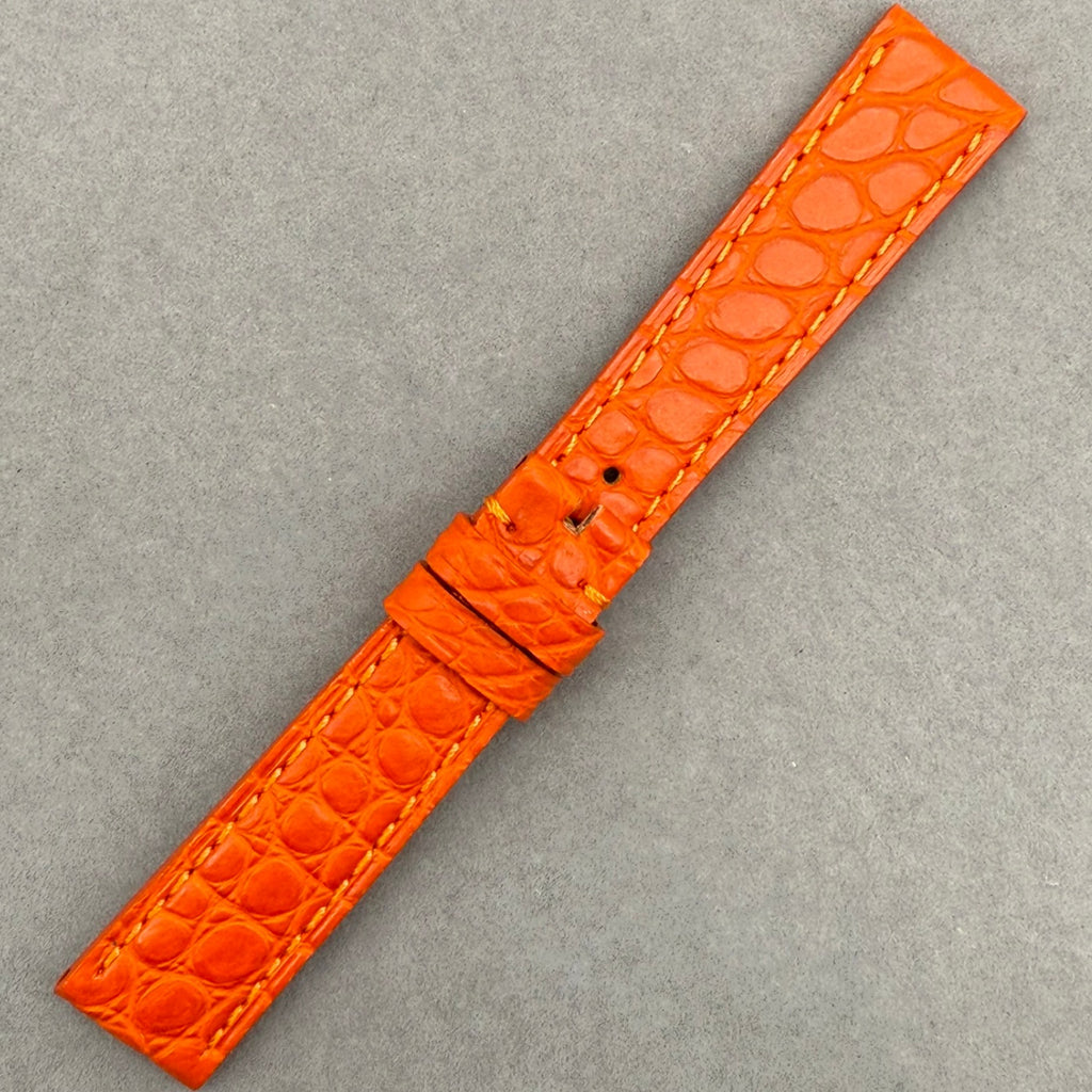 Compatible Orange Crocodile Leather Watch Strap with Circular Grain, Handcrafted for Chopard Happy Diamonds