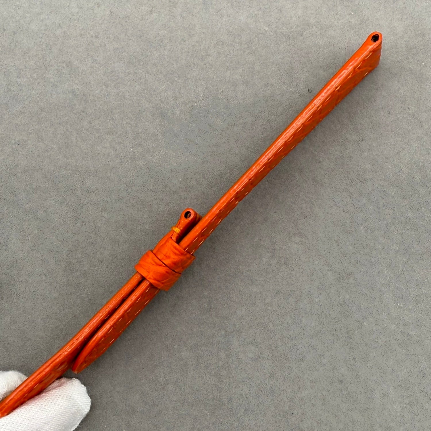 Compatible Orange Crocodile Leather Watch Strap with Circular Grain, Handcrafted for Chopard Happy Diamonds