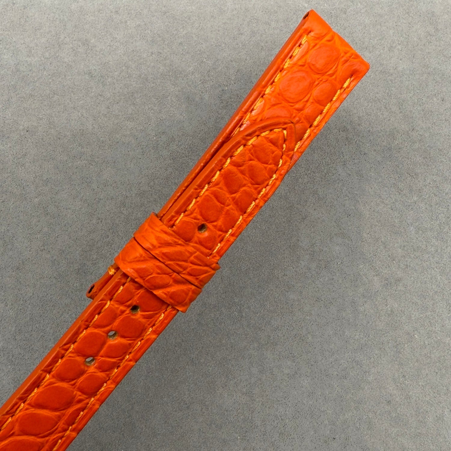 Compatible Orange Crocodile Leather Watch Strap with Circular Grain, Handcrafted for Chopard Happy Diamonds