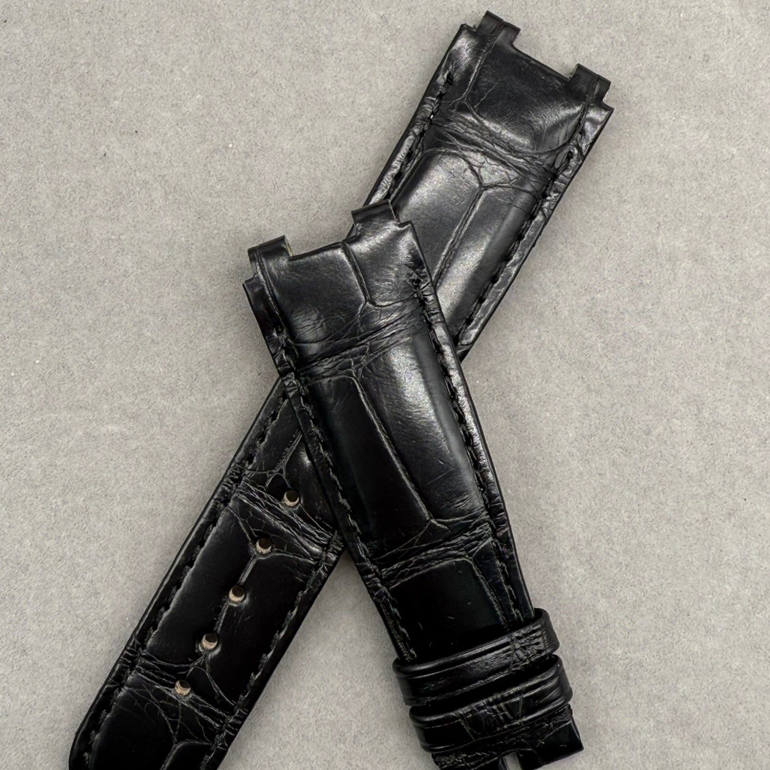 Handcrafted Black Alligator Leather Watch Strap for Breguet Marine Series 5517/5527/5547
