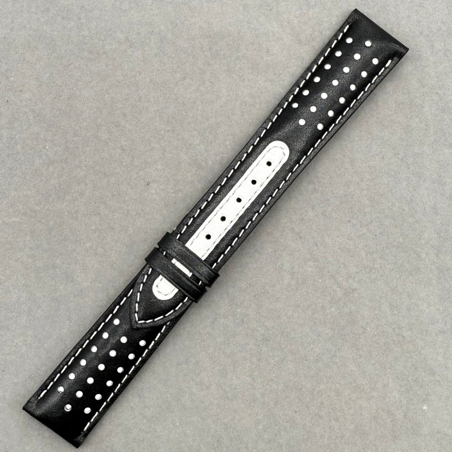 Handcrafted Custom Black Plain Cowhide Watch Strap with Yellow Perforations & Yellow Stitching for Omega