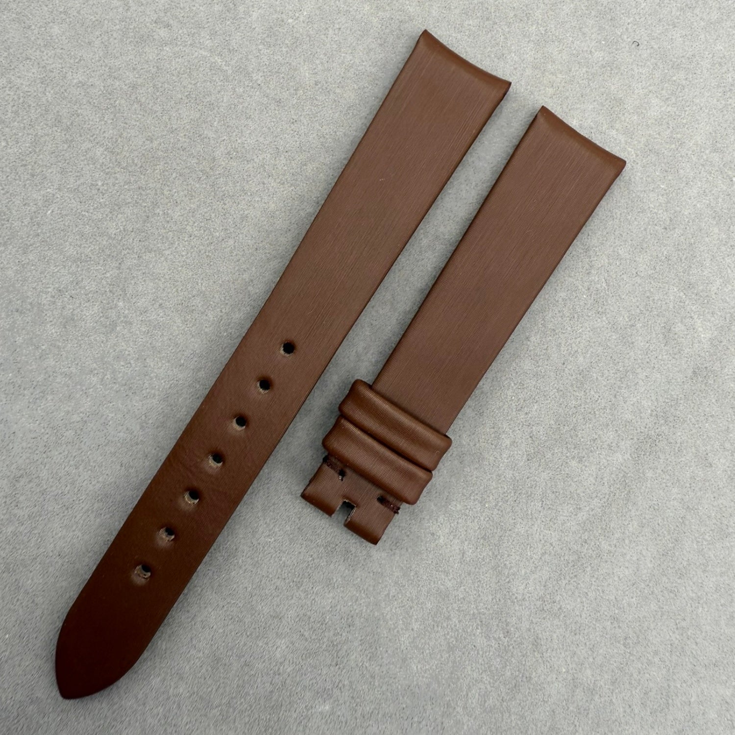 Handcrafted Custom Brown Silk Satin Cowhide Leather Watch Strap for Piaget POSSESSION Series