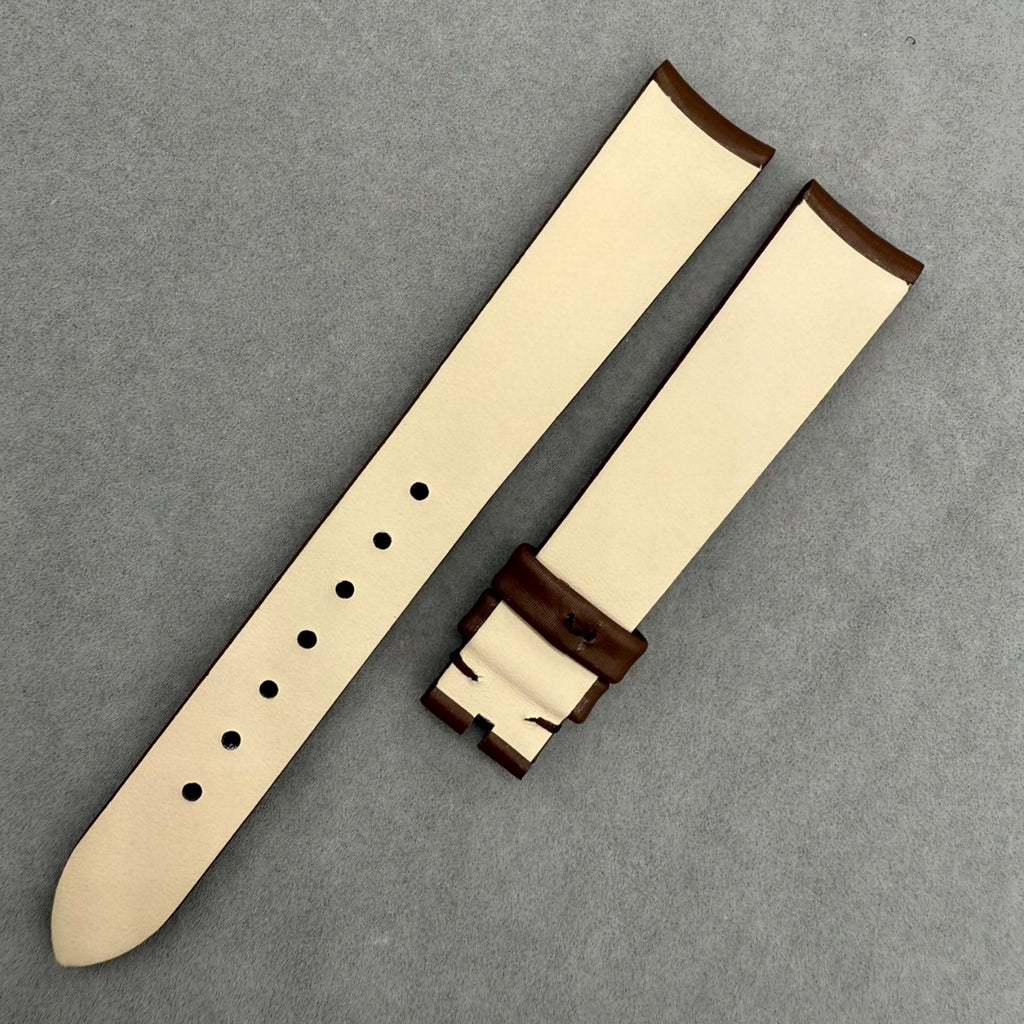 Handcrafted Custom Brown Silk Satin Cowhide Leather Watch Strap for Piaget POSSESSION Series