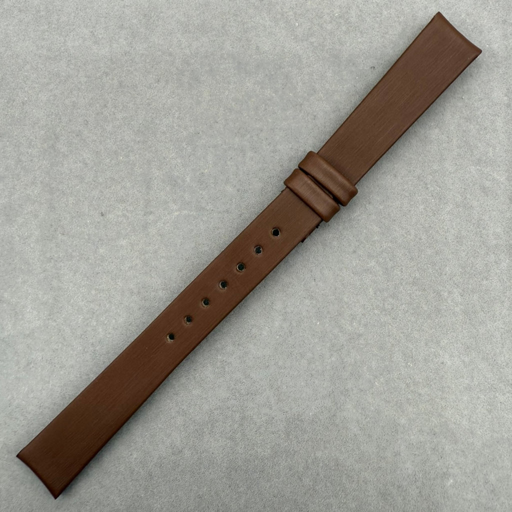 Handcrafted Custom Brown Silk Satin Cowhide Leather Watch Strap for Piaget POSSESSION Series