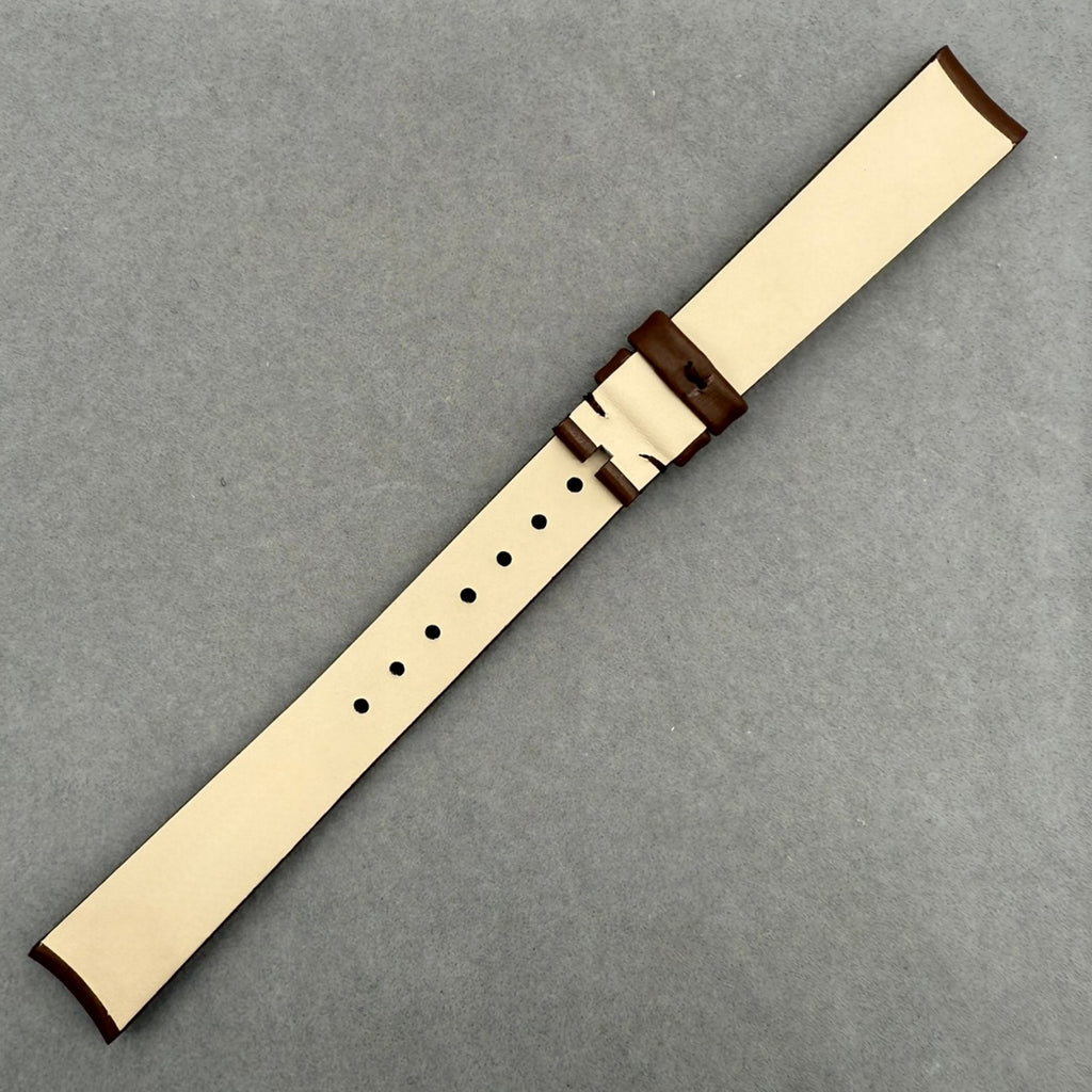 Handcrafted Custom Brown Silk Satin Cowhide Leather Watch Strap for Piaget POSSESSION Series