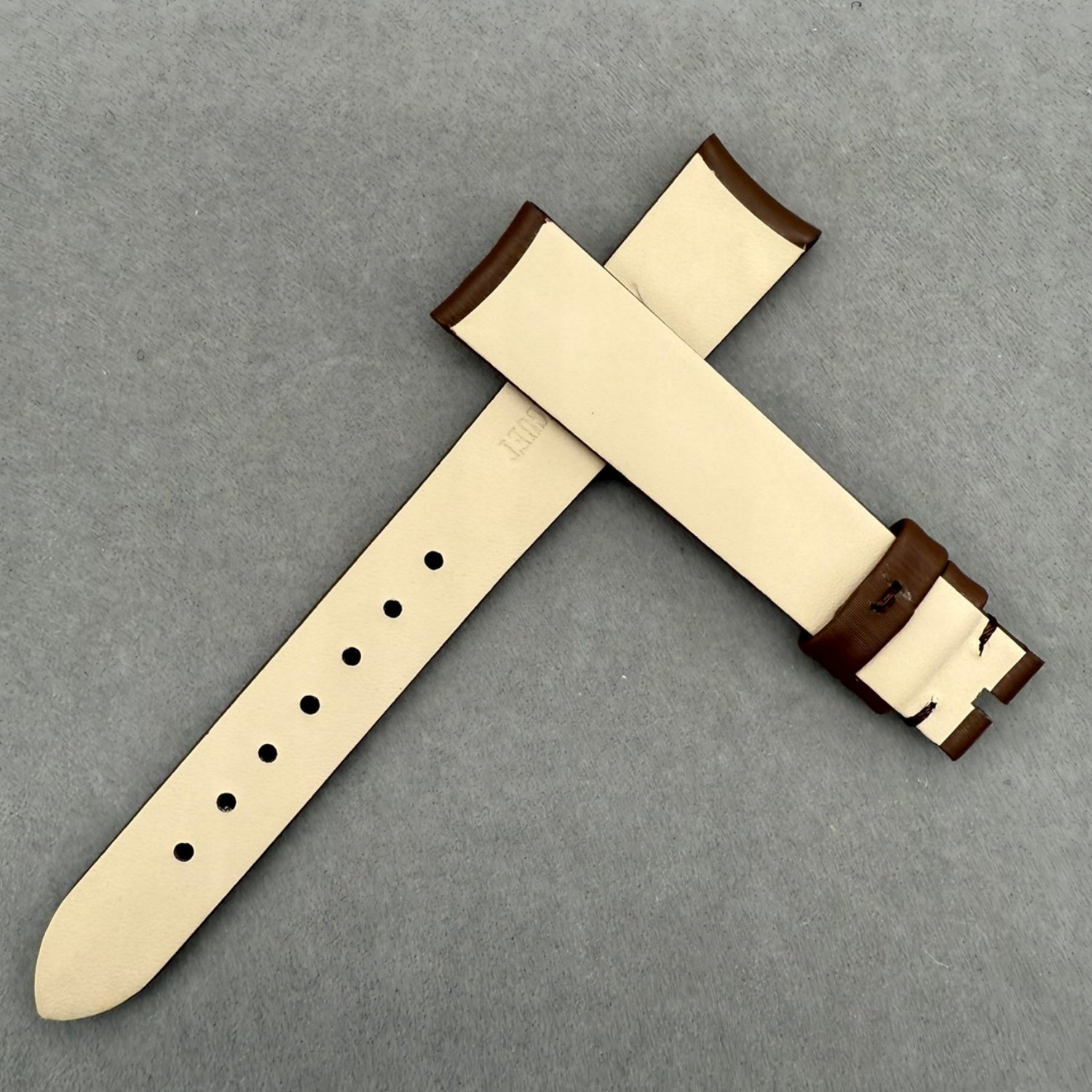 Handcrafted Custom Brown Silk Satin Cowhide Leather Watch Strap for Piaget POSSESSION Series