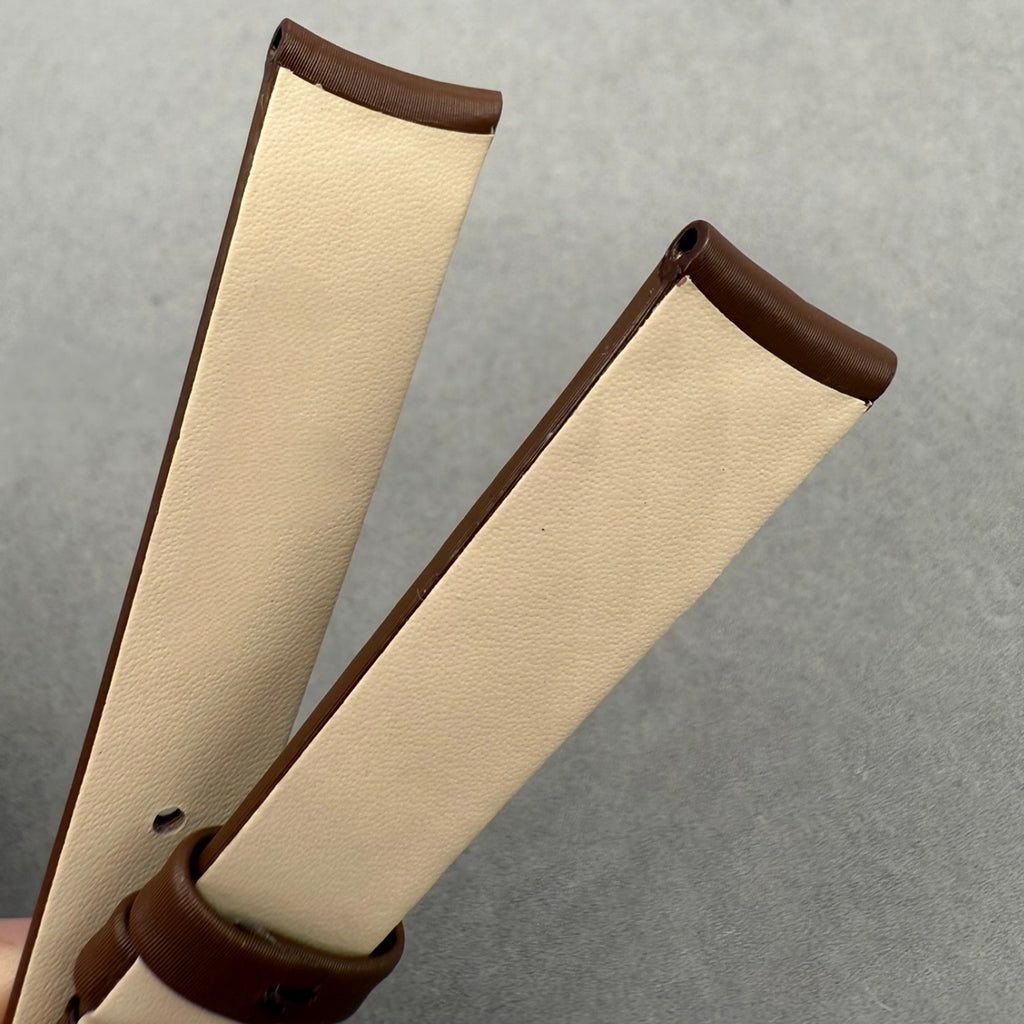 Handcrafted Custom Brown Silk Satin Cowhide Leather Watch Strap for Piaget POSSESSION Series