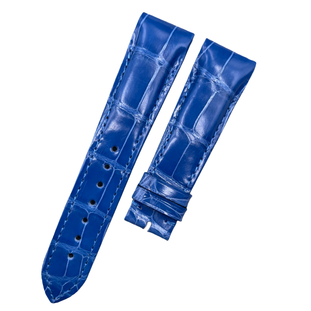 Custom Handmade Genuine Alligator Leather Watch Strap with Blue Gator Grain for Franck Muller 9990/8880 Series
