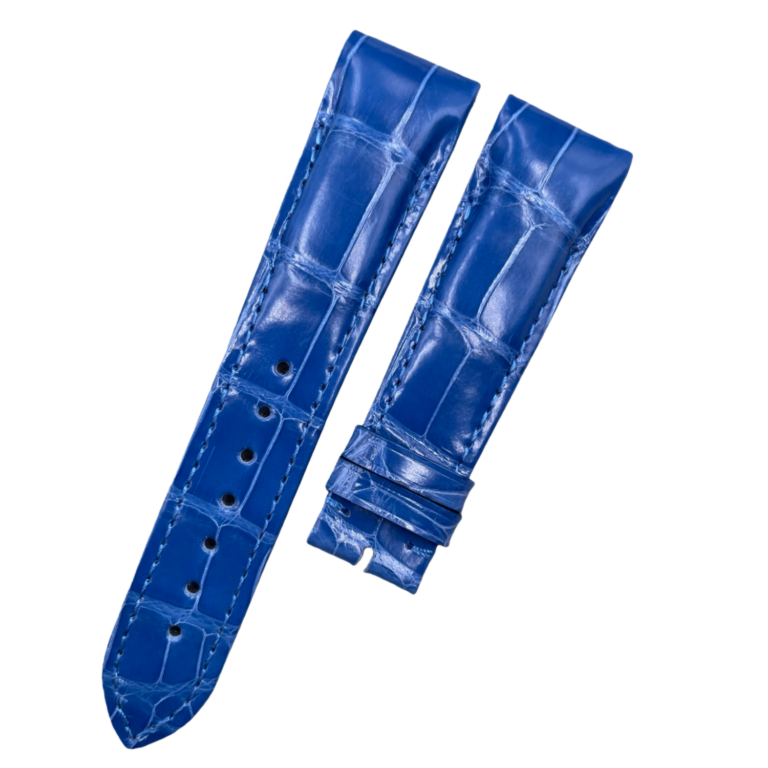 Custom Handmade Genuine Alligator Leather Watch Strap with Blue Gator Grain for Franck Muller 9990/8880 Series