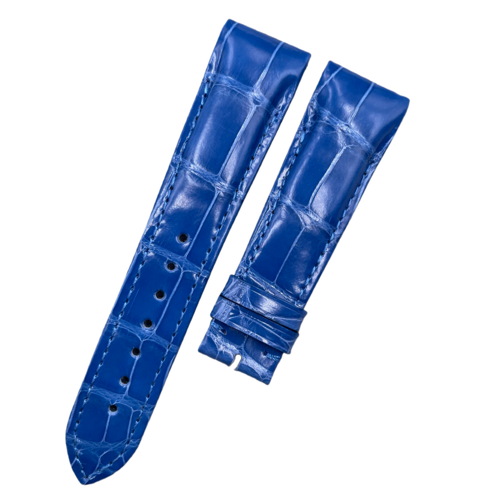 Custom Handmade Genuine Alligator Leather Watch Strap with Blue Gator Grain for Franck Muller 9990/8880 Series