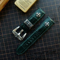 Handmade American Alligator Leather Watch Strap - Customized, Medium Gloss, Black & Brown, Pin Buckle, Sweat-Resistant
