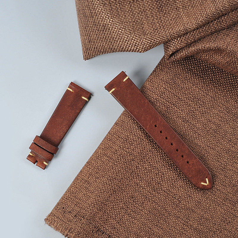 Retro Frosted Reverse Suede Leather Watch Strap for Omega, Jaeger-LeCoultre and Mido Watches