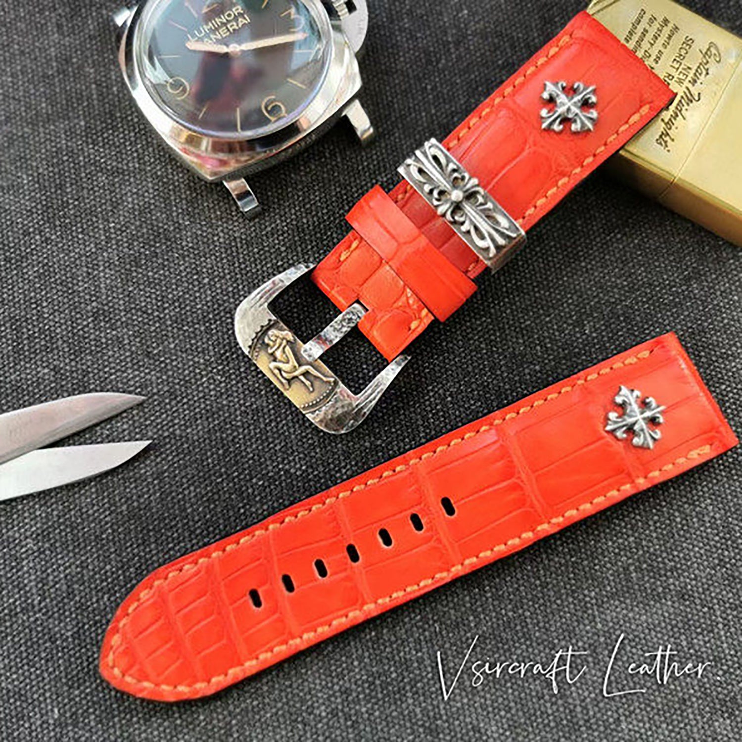 Handmade American Alligator Leather Watch Strap - Customized, Medium Gloss, Black & Brown, Pin Buckle, Sweat-Resistant
