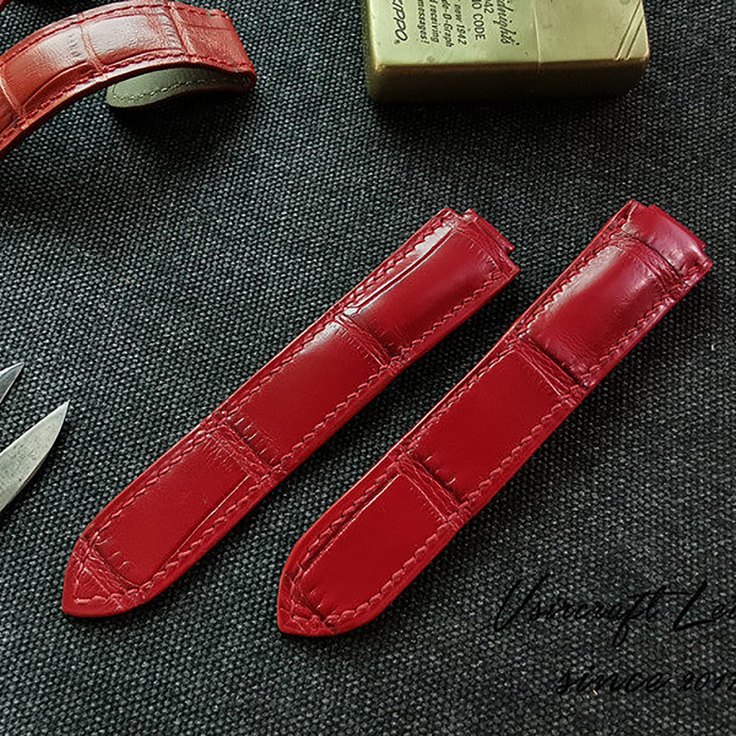 Handmade American Alligator Leather Watch Strap - Customized, Medium Gloss, Black & Brown, Pin Buckle, Sweat-Resistant