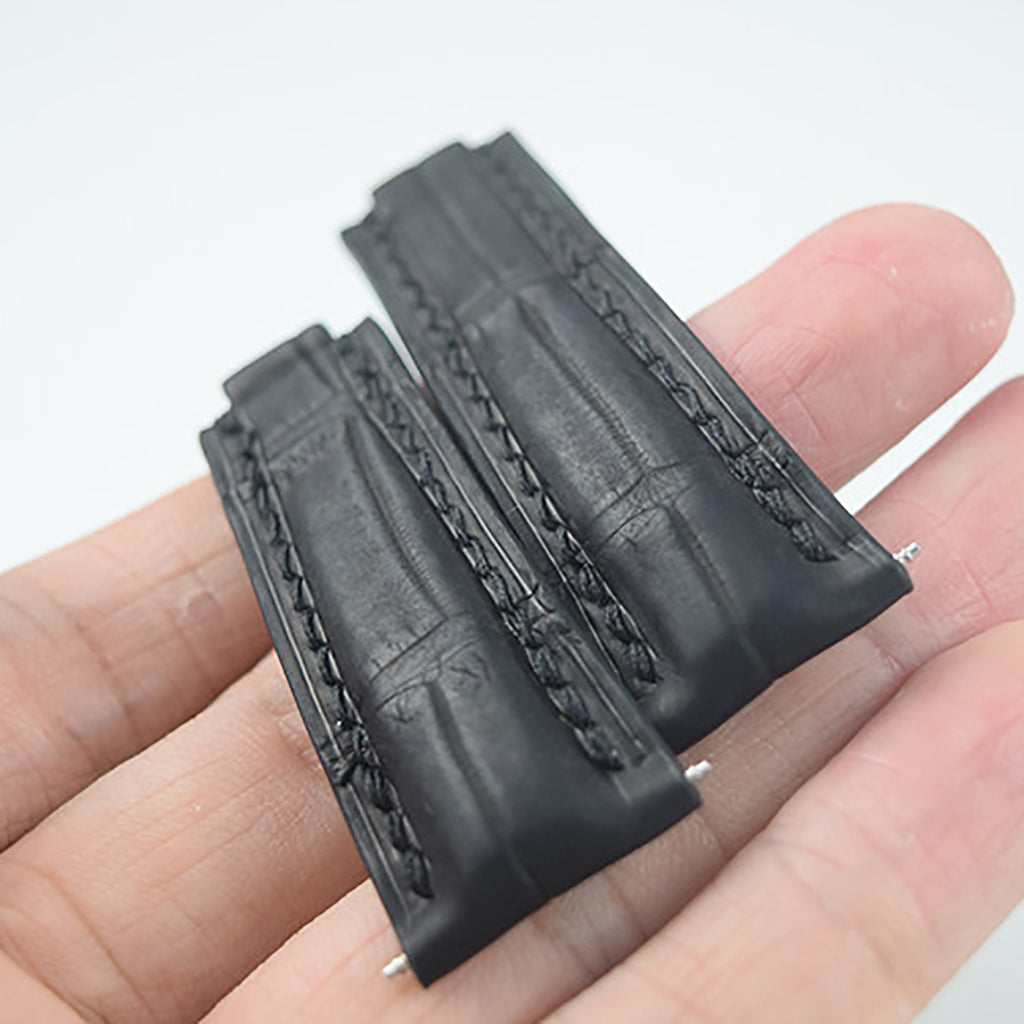 Handmade Cowhide Watch Strap for Rolex Oyster Perpetual Submariner (Black/Green), Yacht-Master, and Daytona (Rainbow)