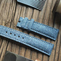 Handcrafted Custom Watch Strap - Imported Blue Denim & PP French Calf Leather, Minimalist Pin Buckle