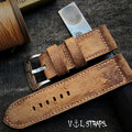 Handmade Watch Strap Customization - British Oil-Waxed Full-Grain Leather, Desert Tan-Green Vintage Pilot Pin-Buckle Strap