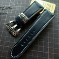 Handmade Custom American Horween Leather Watch Strap - Ink Blue & Dark Blue, Thickened & Soft, Pin Buckle