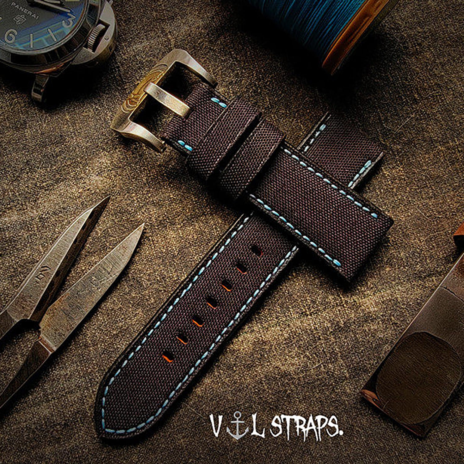 Handmade Nylon Watch Strap Customization - Waterproof, Sweat-Resistant, Durable & Soft, Black & Red, Raised Texture, Pin Buckle