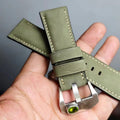 Handcrafted Custom Watch Strap | Reverse Suede, Elk Leather, Frosted Texture | Soft, Pin Buckle, Green & Brown, Original Factory Quality