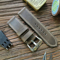 Handmade Custom American Vintage Olive Brown Thickened Cowhide Watch Strap - Soft, Durable, Pin Buckle, Cowhide Care