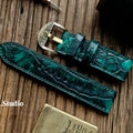 Handmade Custom American Vintage Sanded American Alligator Leather Watch Strap - Matte, Distressed, Black, Custom Pin Buckle