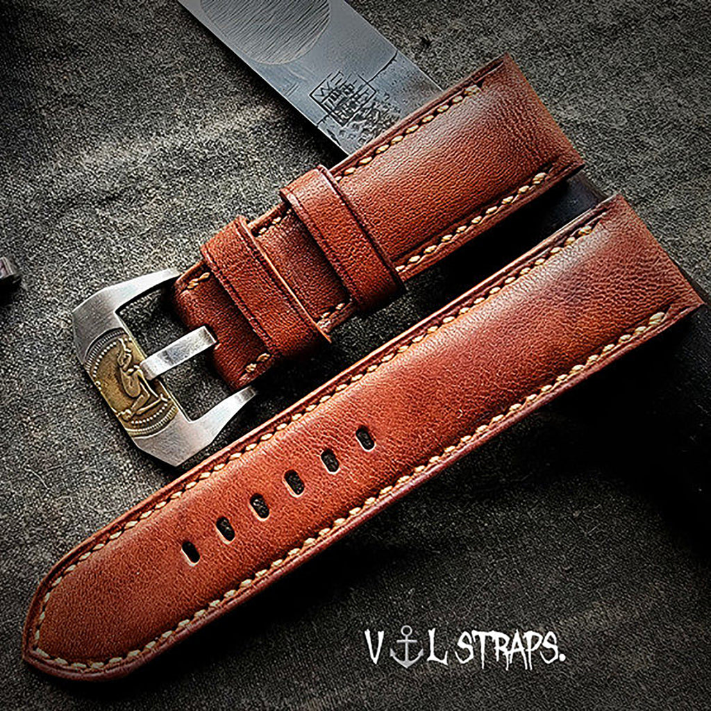 Handmade Custom Italian Vintage Thickened Soft American Original Leather Watch Strap