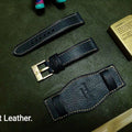 Handmade Custom Watch Strap - Italian Cowhide, Hypoallergenic Lining, Black Original Pin Buckle