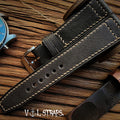 Handcrafted Custom Italian Leather Watch Strap - Meteorite Gray, Soft & Comfortable, Pilot & Portuguese Style with Pin Buckle