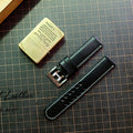 Handmade Custom Italian Black Cowhide Watch Strap - Double-Pin Double-Row Holes, Soft & Durable, Pin Buckle