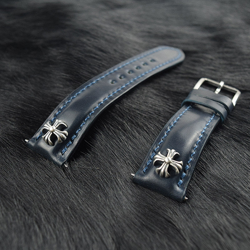 Horween Chromexcel Leather Watch Strap - Compatible with Longines Moonphase, Jaeger-LeCoultre, and Rolex Submariner (Green Dial)