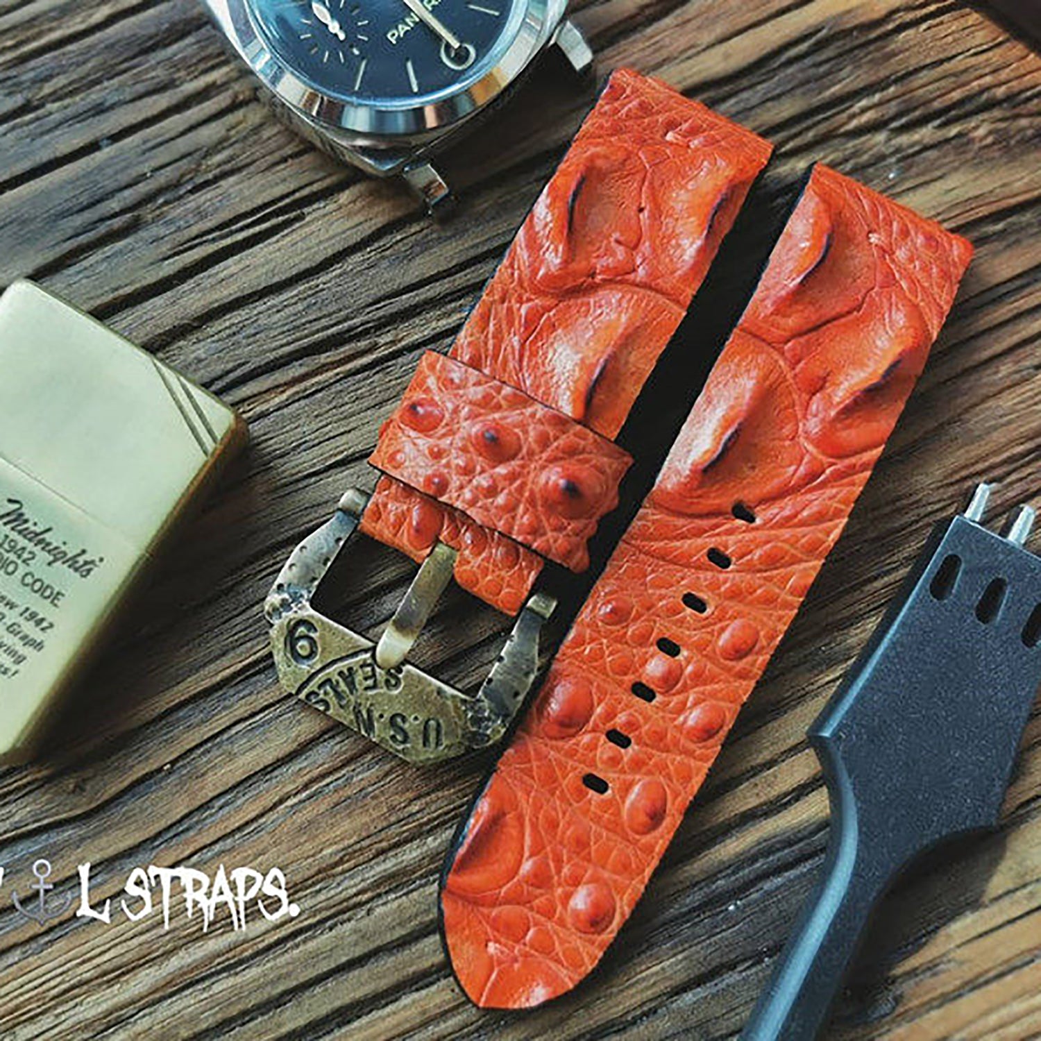 Custom Crocodile Backbone & Tail Leather Watch Strap - Personalized Design, Sweat-Resistant, Premium Pin Buckle