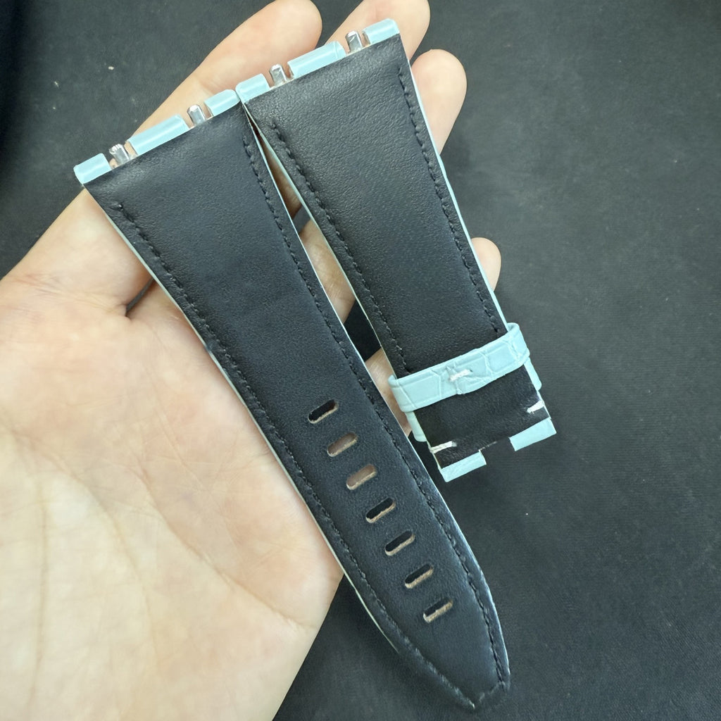 Compatible with Audemars Piguet 26420, Dark Grey Crocodile Leather Watch Strap