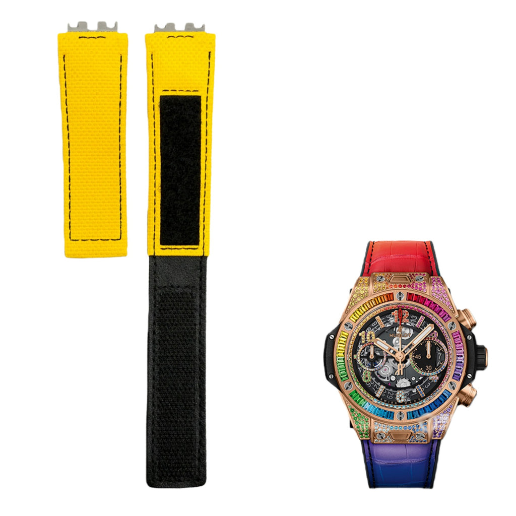 Custom Handmade Yellow Velcro Watch Strap for Hublot Big Bang 441