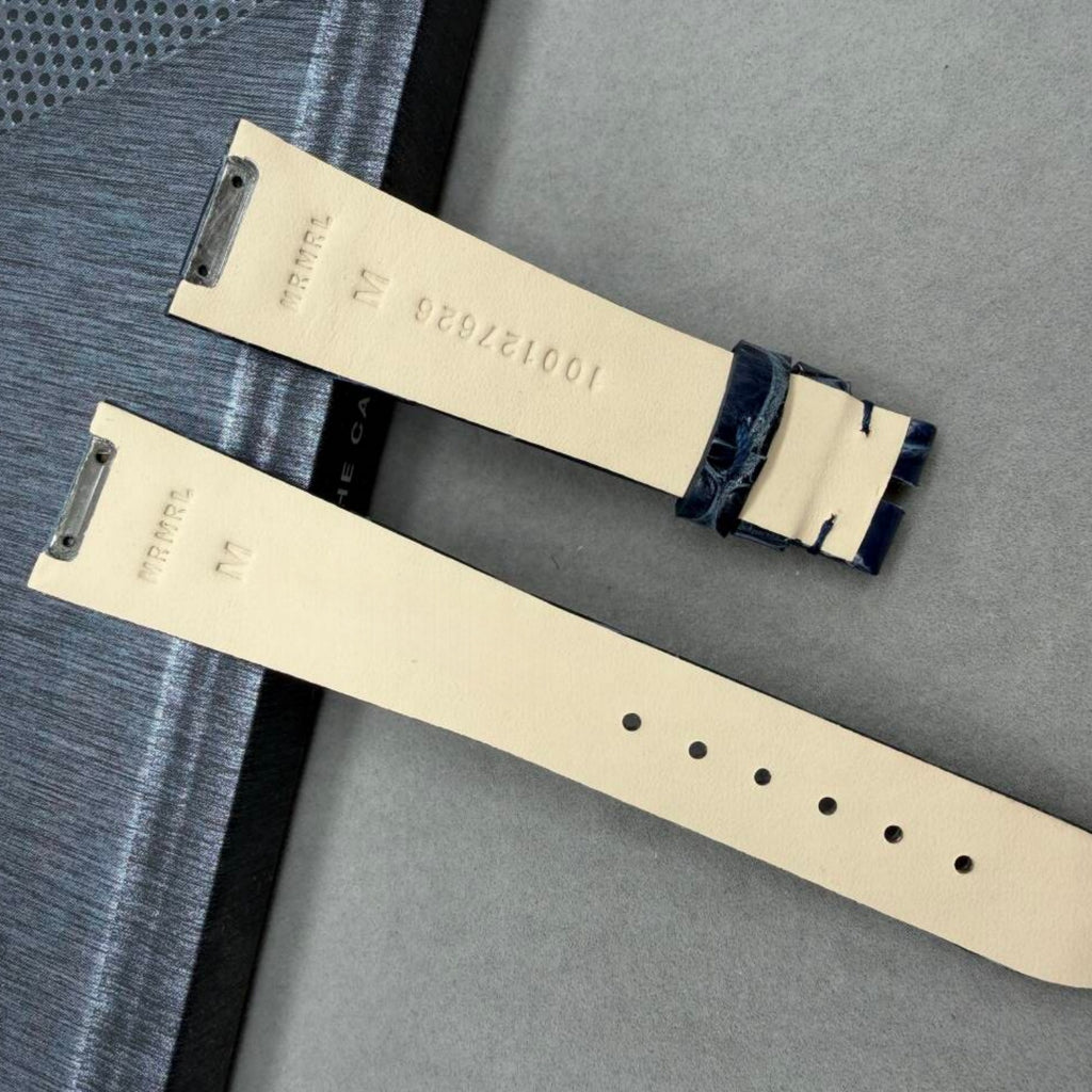 Dark Blue Crocodile Leather Watch Strap Compatible with Bvlgari LVCEA Series